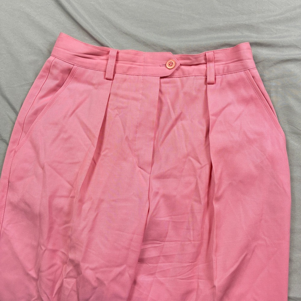 Escada Trousers Women 4 Pink Wool Pleated High Rise VTG Germany Margaretha Ley